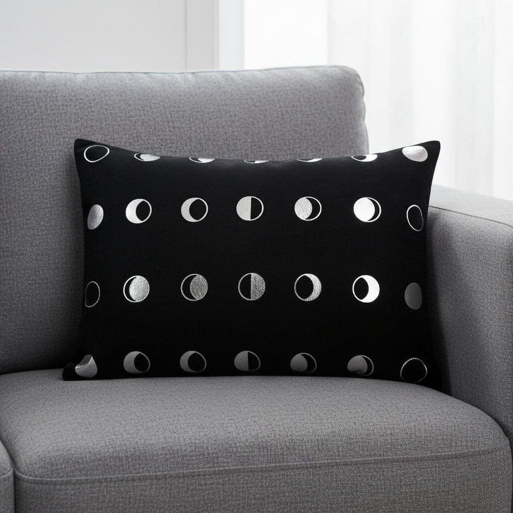 14" X 20" Black And Silver Lumbar Throw Pillow Cover — view 2