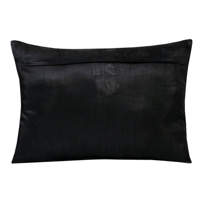 14" X 20" Black And Silver Lumbar Throw Pillow Cover