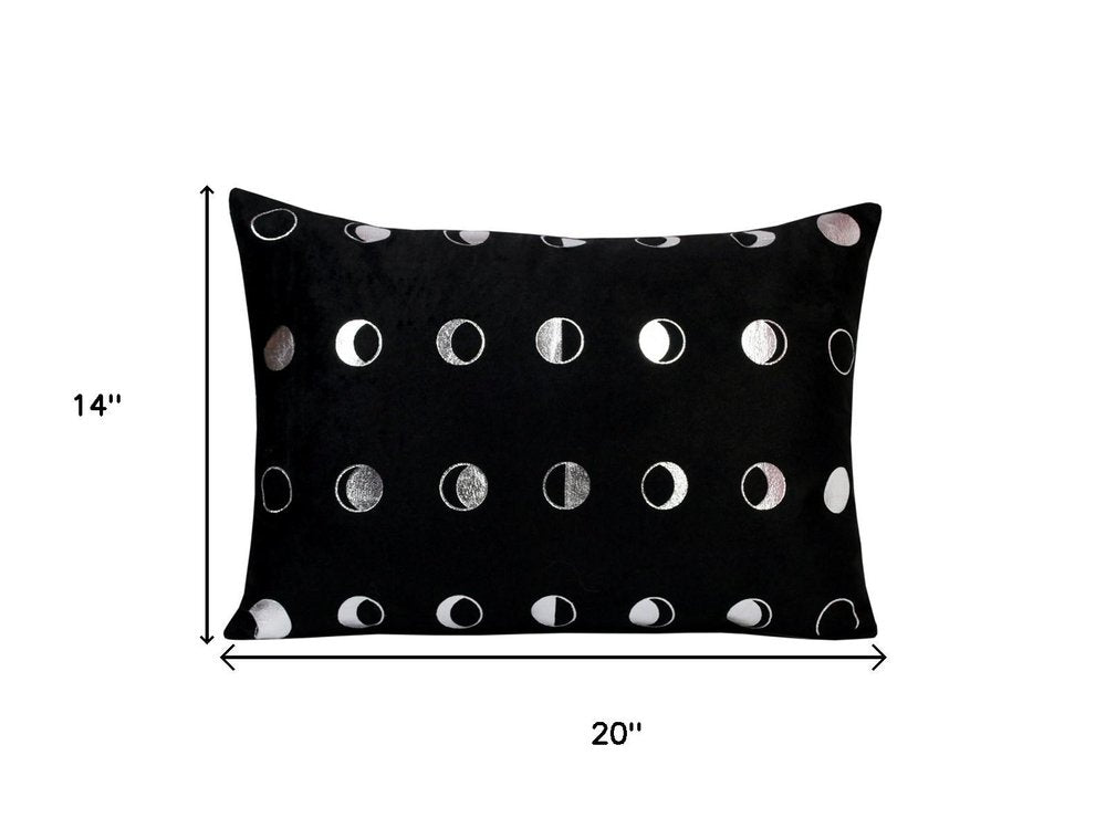 14" X 20" Black And Silver Lumbar Throw Pillow Cover — view 1