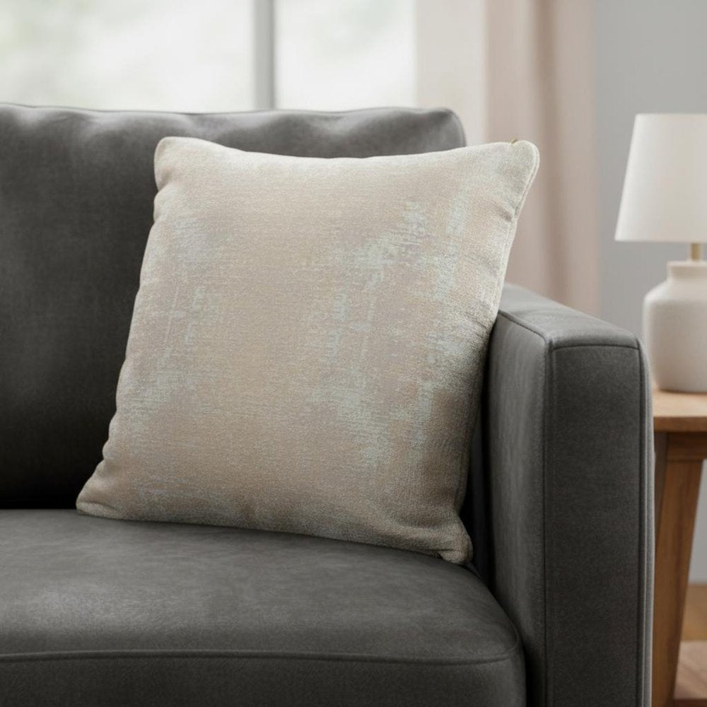 20" Beige And Gray Abstract Polyester Blend Throw Pillow Cover — view 2