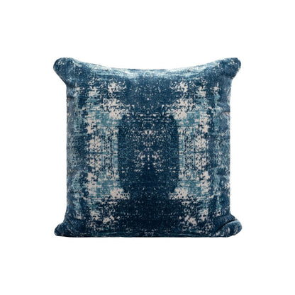 20" Blue And Ivory Abstract Polyester Blend Throw Pillow Cover