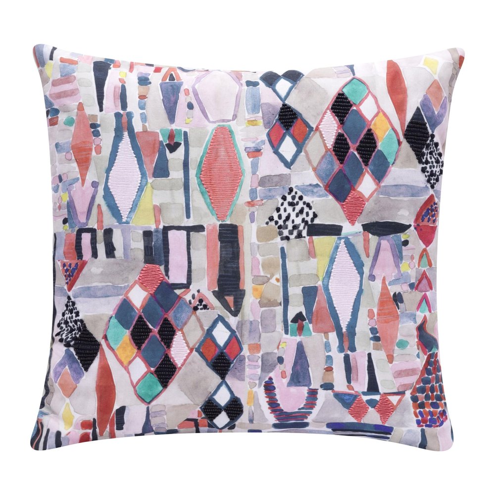 20" Gray Blue And Red Abstract Throw Pillow Cover — view 10