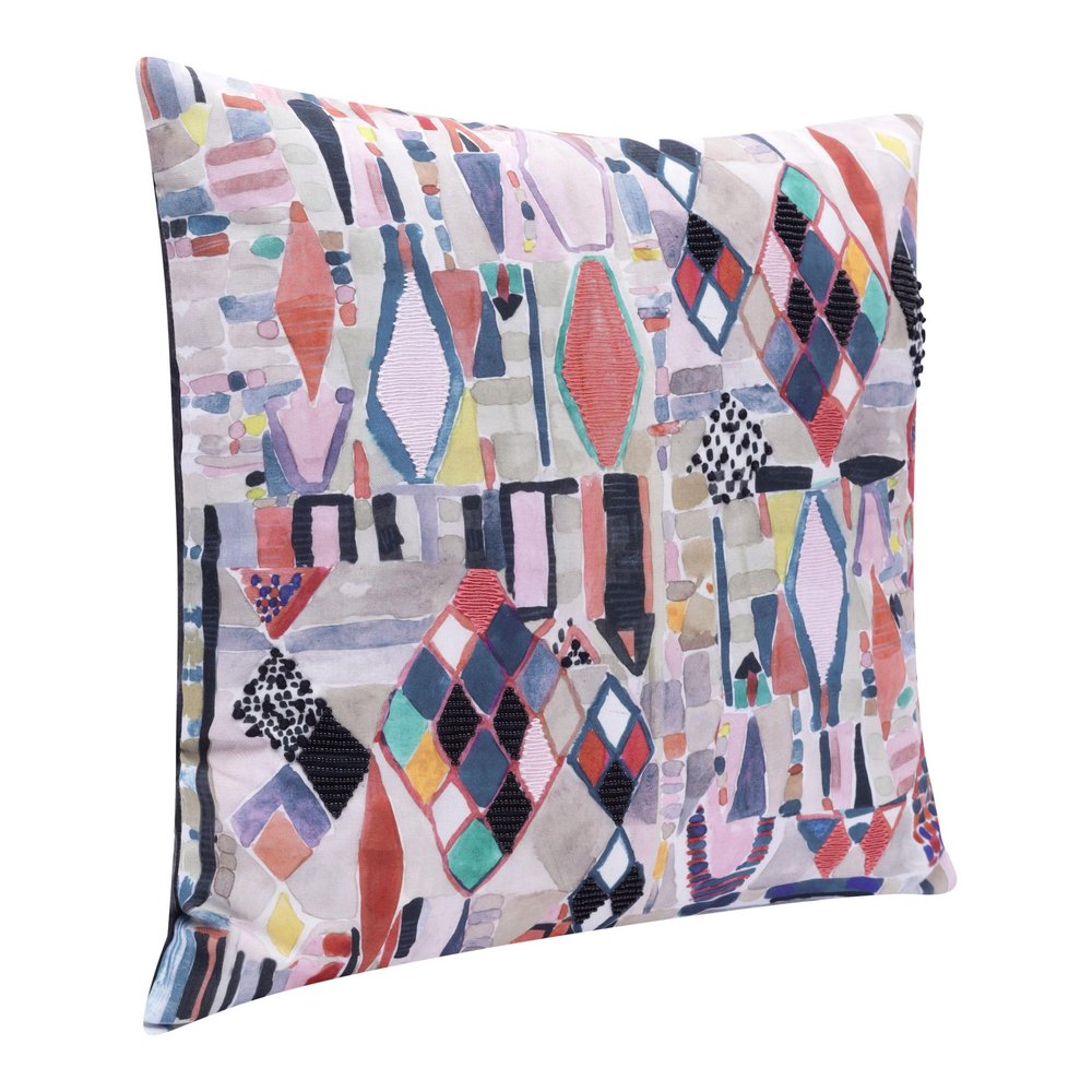20" Gray Blue And Red Abstract Throw Pillow Cover — view 11