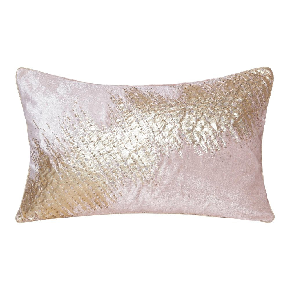 16" X 24" Gold And Pink Lumbar Abstract Throw Pillow Cover with Glitter — view 10