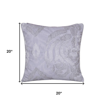 20" Silver And Gray Abstract Throw Pillow Cover