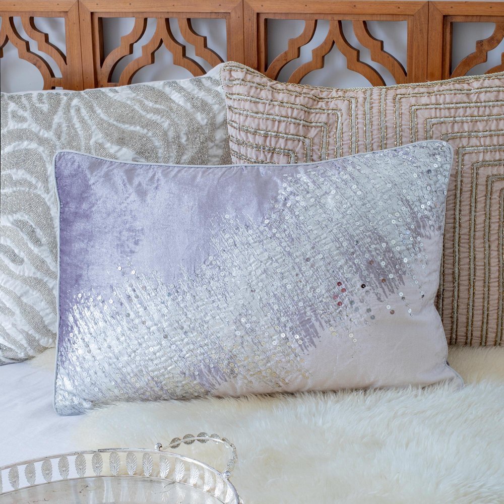 16" X 24" Gray And Silver Lumbar Throw Pillow Cover with Texture — view 8