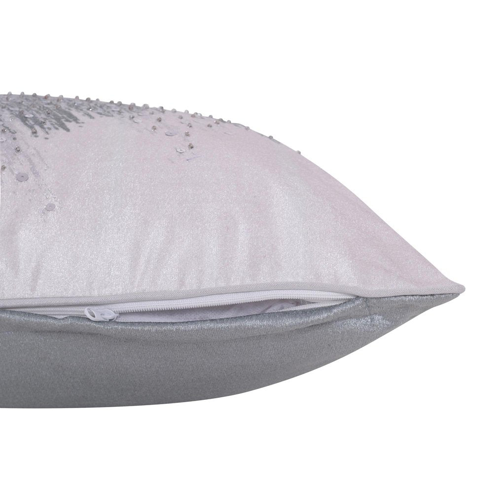 16" X 24" Ivory And Silver Lumbar Abstract Throw Pillow Cover with Sequin — view 10