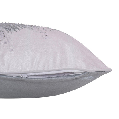 16" X 24" Ivory And Silver Lumbar Abstract Throw Pillow Cover with Sequin