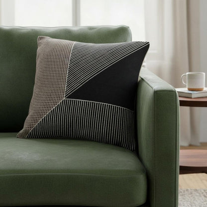 20" Black And White Striped Cotton Throw Pillow Cover HomeRoots