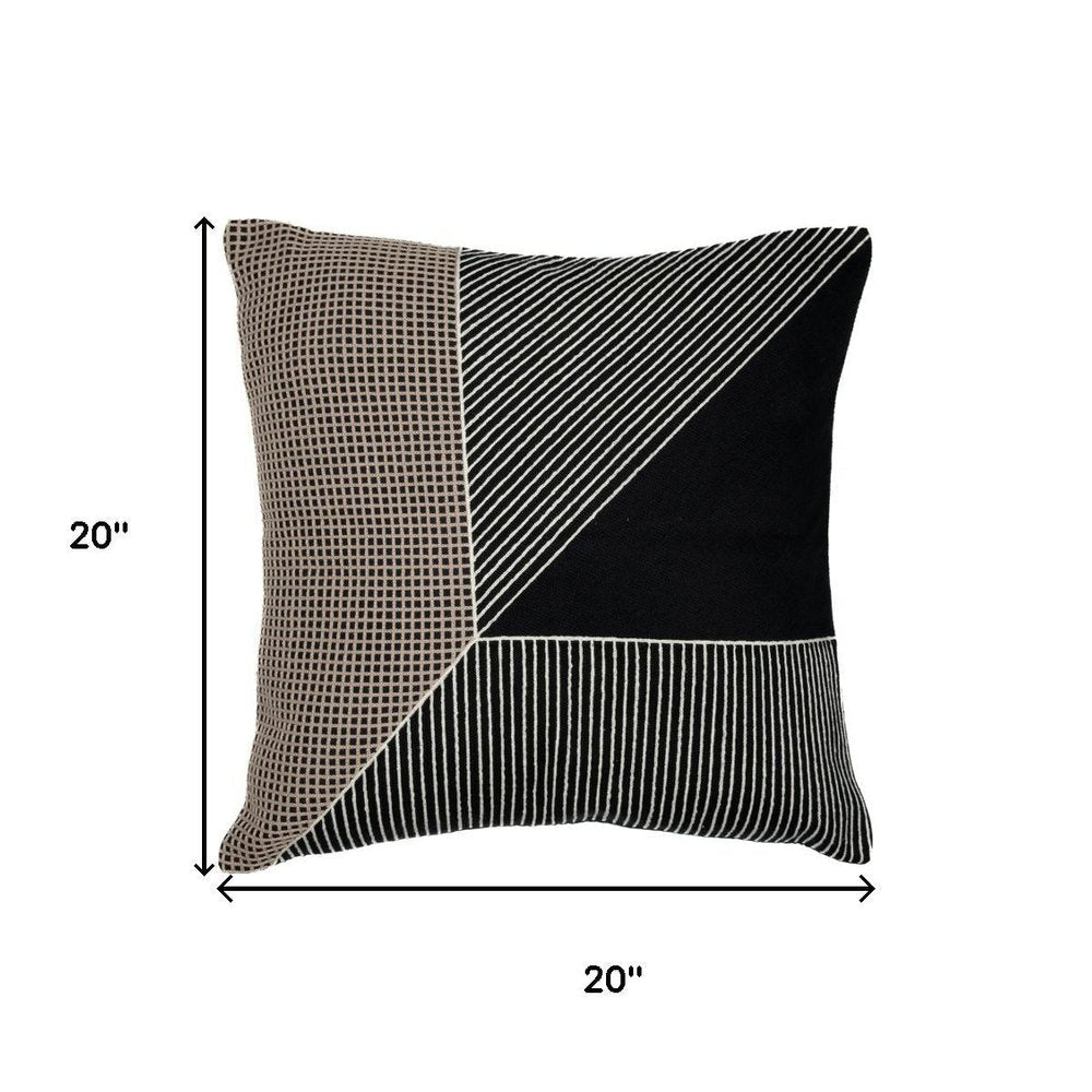 20" Black And White Striped Cotton Throw Pillow Cover HomeRoots