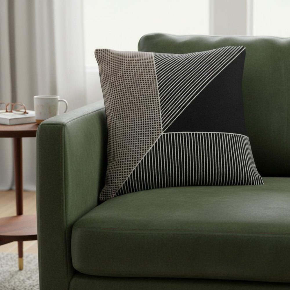 24" Black And White Striped Cotton Throw Pillow Cover — view 3