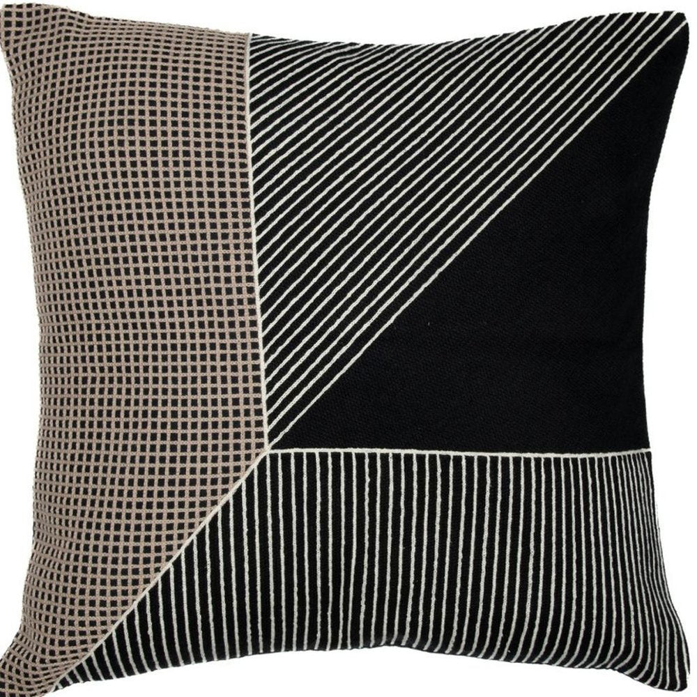 24" Black And White Striped Cotton Throw Pillow Cover HomeRoots
