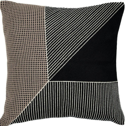 24" Black And White Striped Cotton Throw Pillow Cover HomeRoots