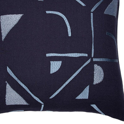 24" Ash Gray And Denim Blue Geometric Cotton Blend Throw Pillow Cover HomeRoots