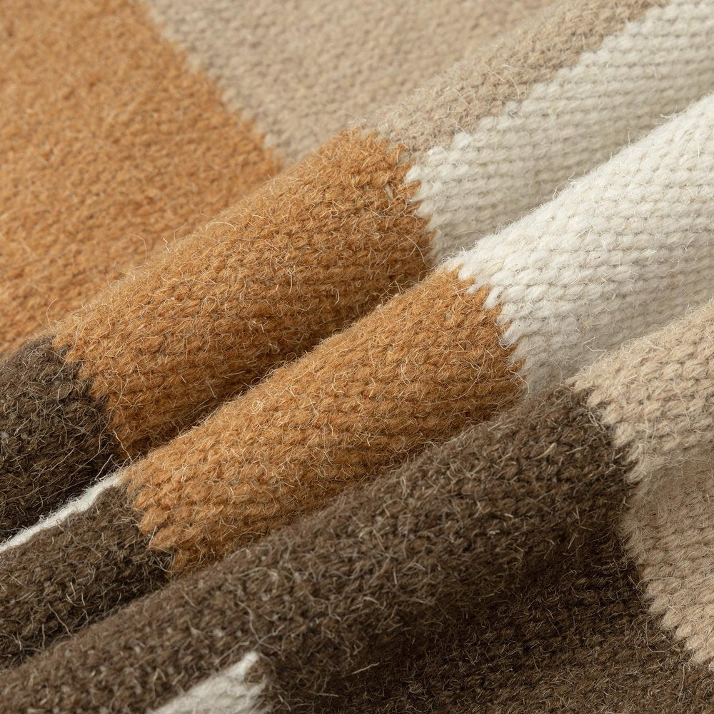 24" Brown Off White And Orange Geometric Wool Blend Throw Pillow Cover — view 3