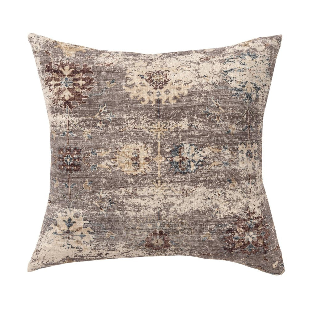 18" Beige And Taupe Floral Throw Pillow Cover — view 5