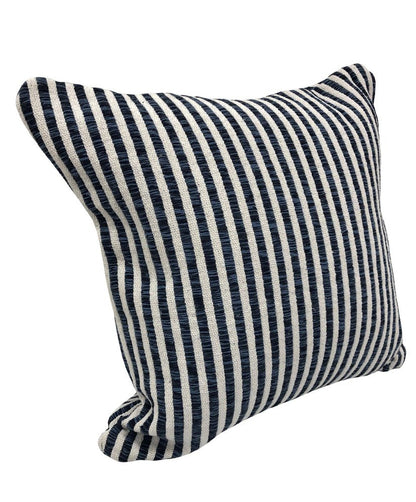 Set of Two 22" X 22" Blue And White Lumbar Striped Cotton Throw Pillow Covers