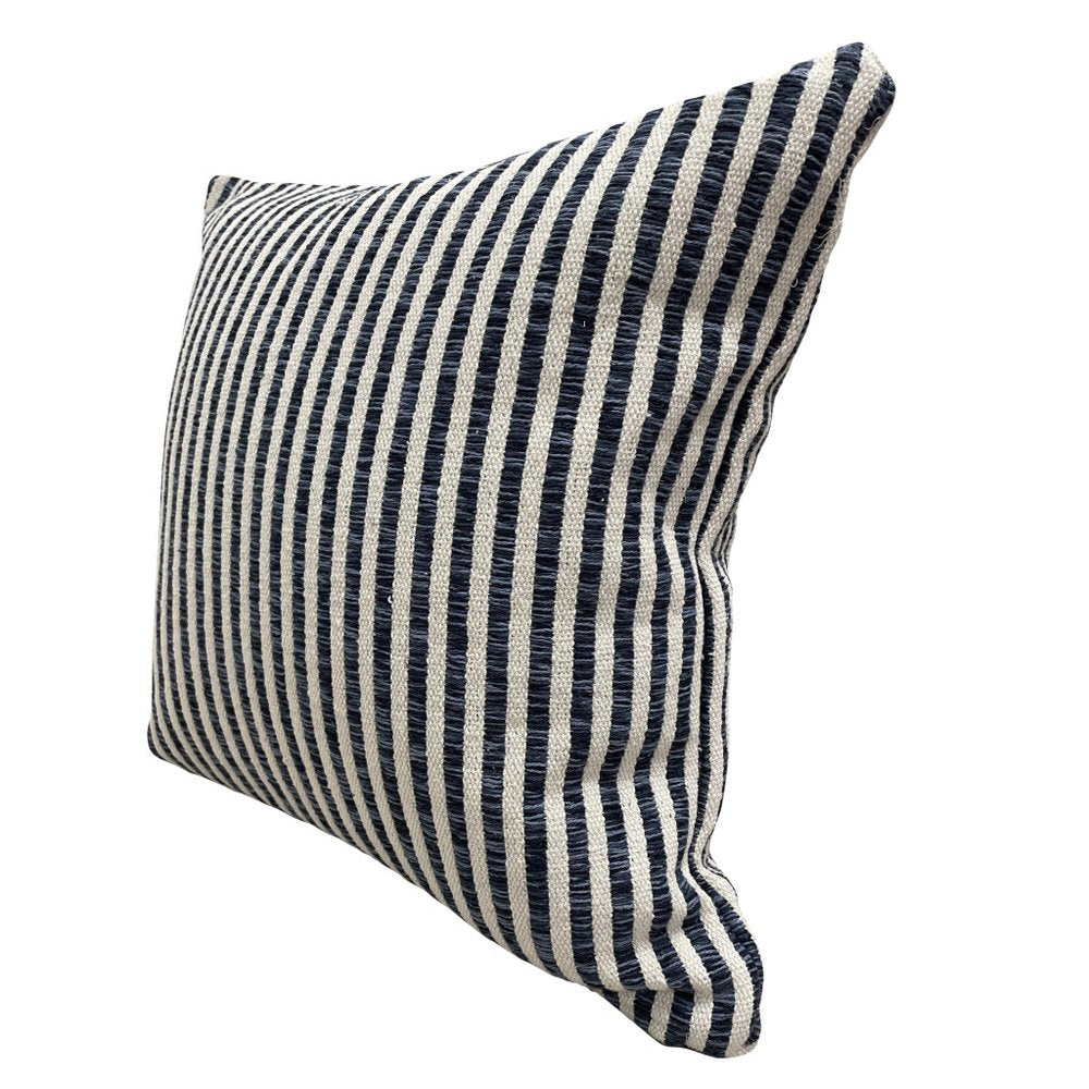Set of Two 22" X 22" Blue And White Lumbar Striped Cotton Throw Pillow Covers — view 4