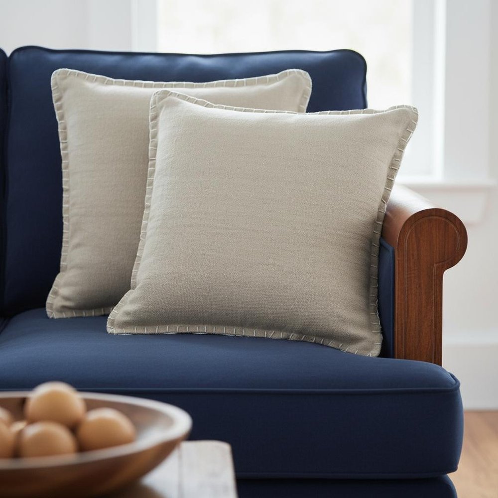 Set of Two 22" X 22" Gray Lumbar Cotton Throw Pillow Covers — view 8