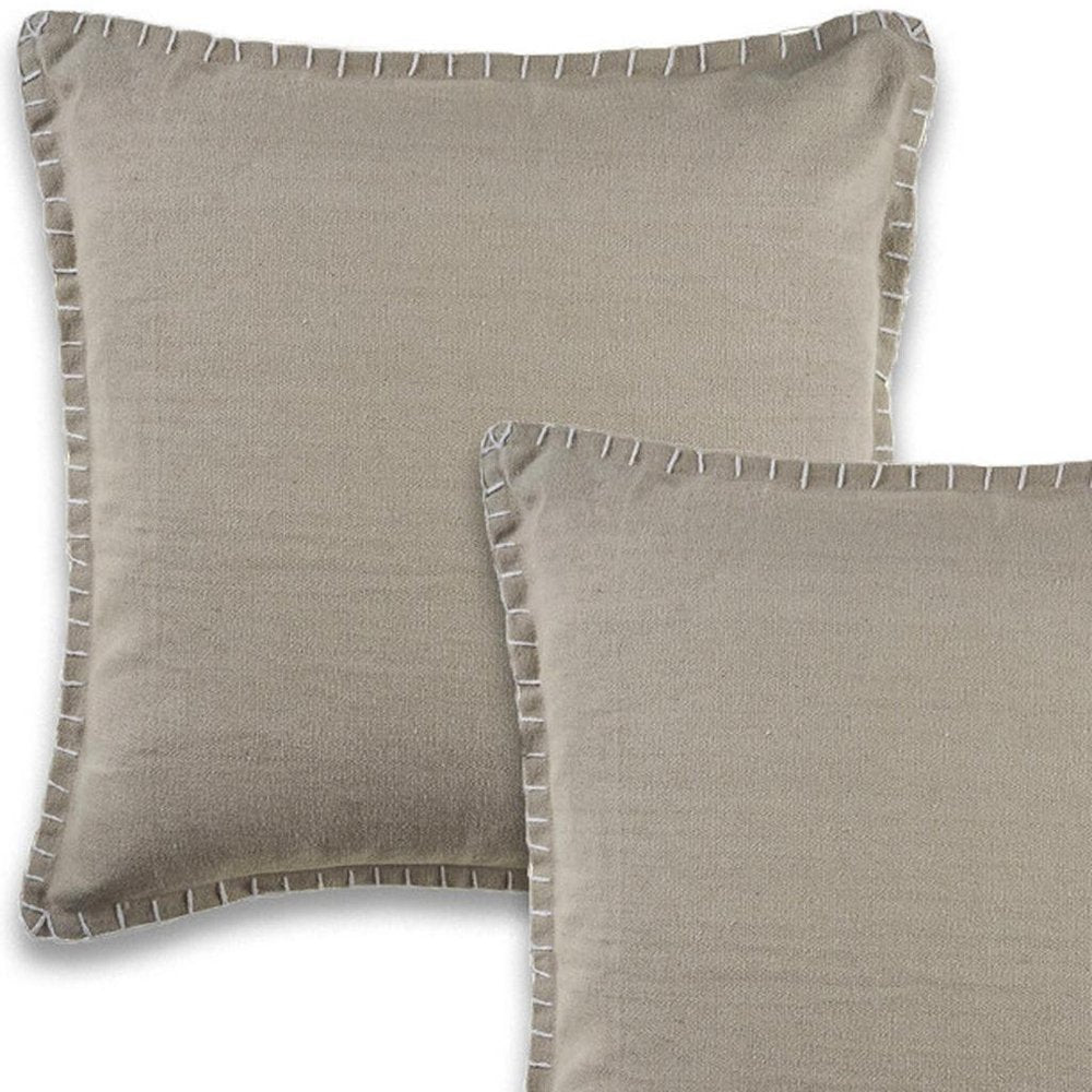 Set of Two 22" X 22" Gray Lumbar Cotton Throw Pillow Covers — view 5