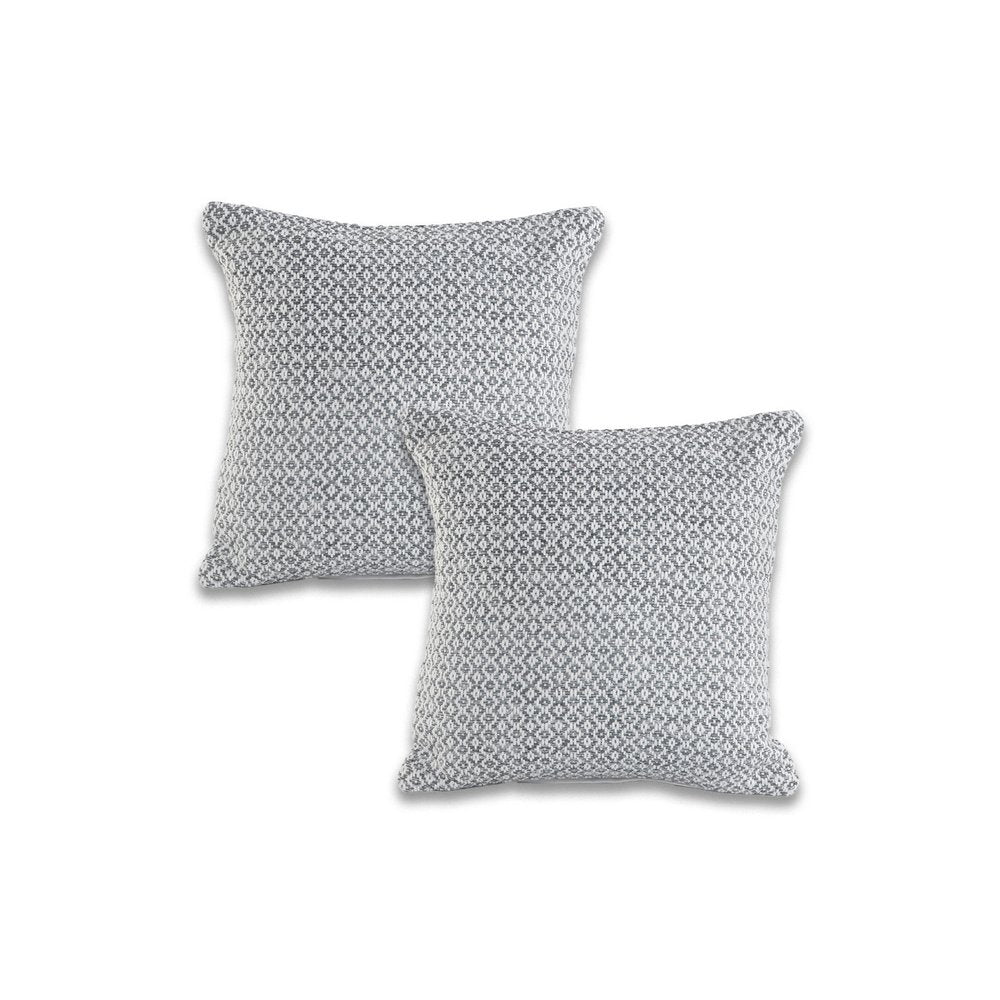 Set of Two 18" X 18" Gray And White Lumbar Geometric Cotton Throw Pillow Covers — view 1