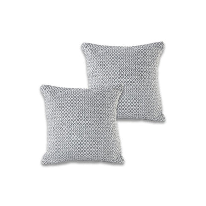 Set of Two 18" X 18" Gray And White Lumbar Geometric Cotton Throw Pillow Covers