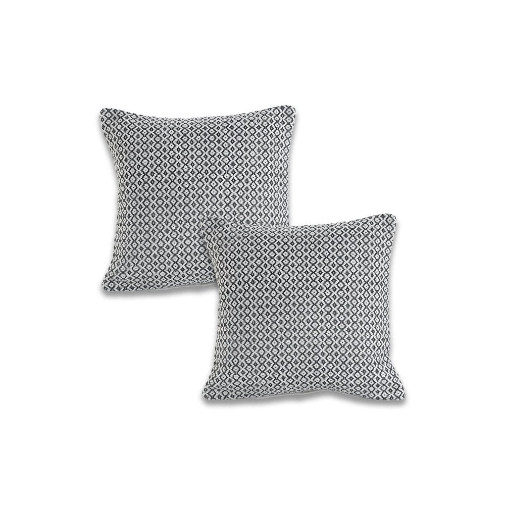 Set of Two 18" X 18" Black And White Lumbar Geometric Cotton Throw Pillow Covers — view 1