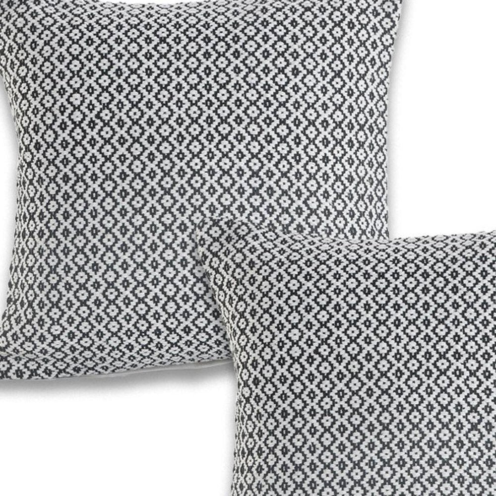 Set of Two 18" X 18" Black And White Lumbar Geometric Cotton Throw Pillow Covers — view 4