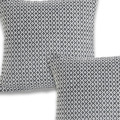 Set of Two 18" X 18" Black And White Lumbar Geometric Cotton Throw Pillow Covers