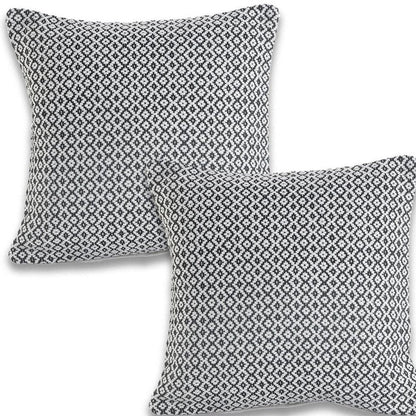 Set of Two 18" X 18" Black And White Lumbar Geometric Cotton Throw Pillow Covers