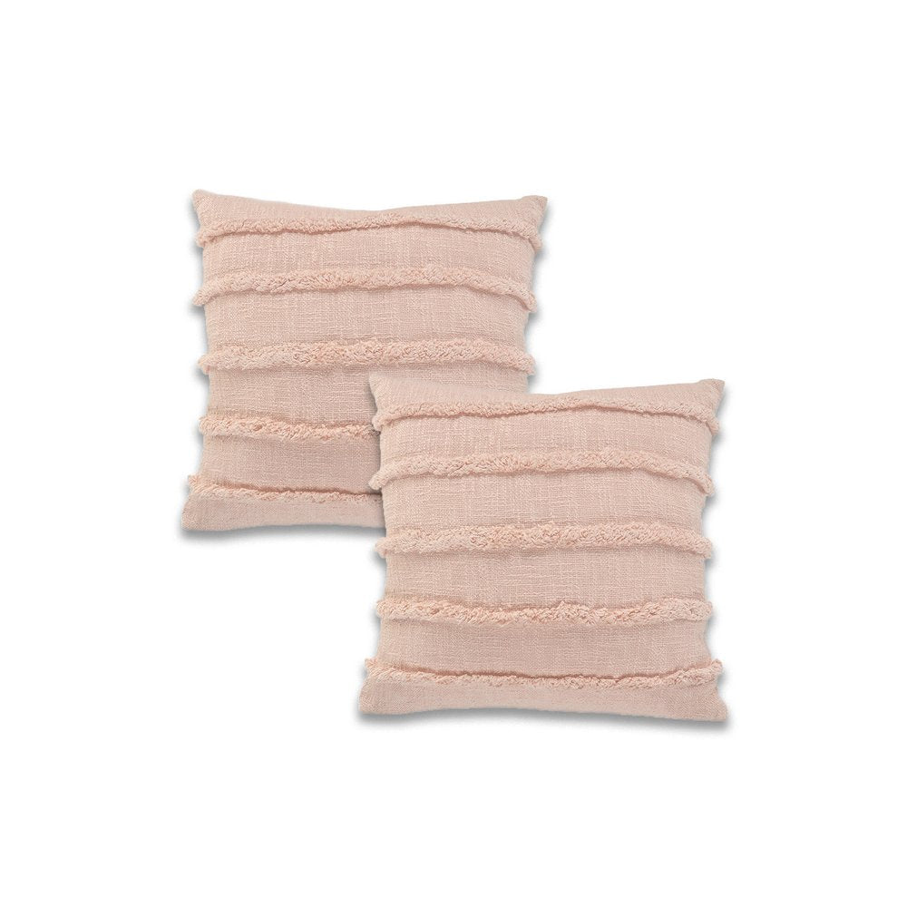 Set of Two 20" Pearl Striped Cotton Throw Pillow Covers with Tufts — view 2