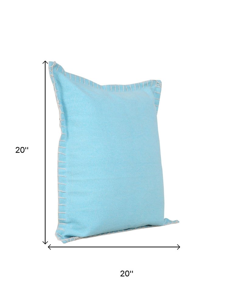 Set of Two 20" X 20" Blue Lumbar Cotton Throw Pillow Covers