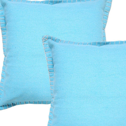 Set of Two 20" X 20" Blue Lumbar Cotton Throw Pillow Covers