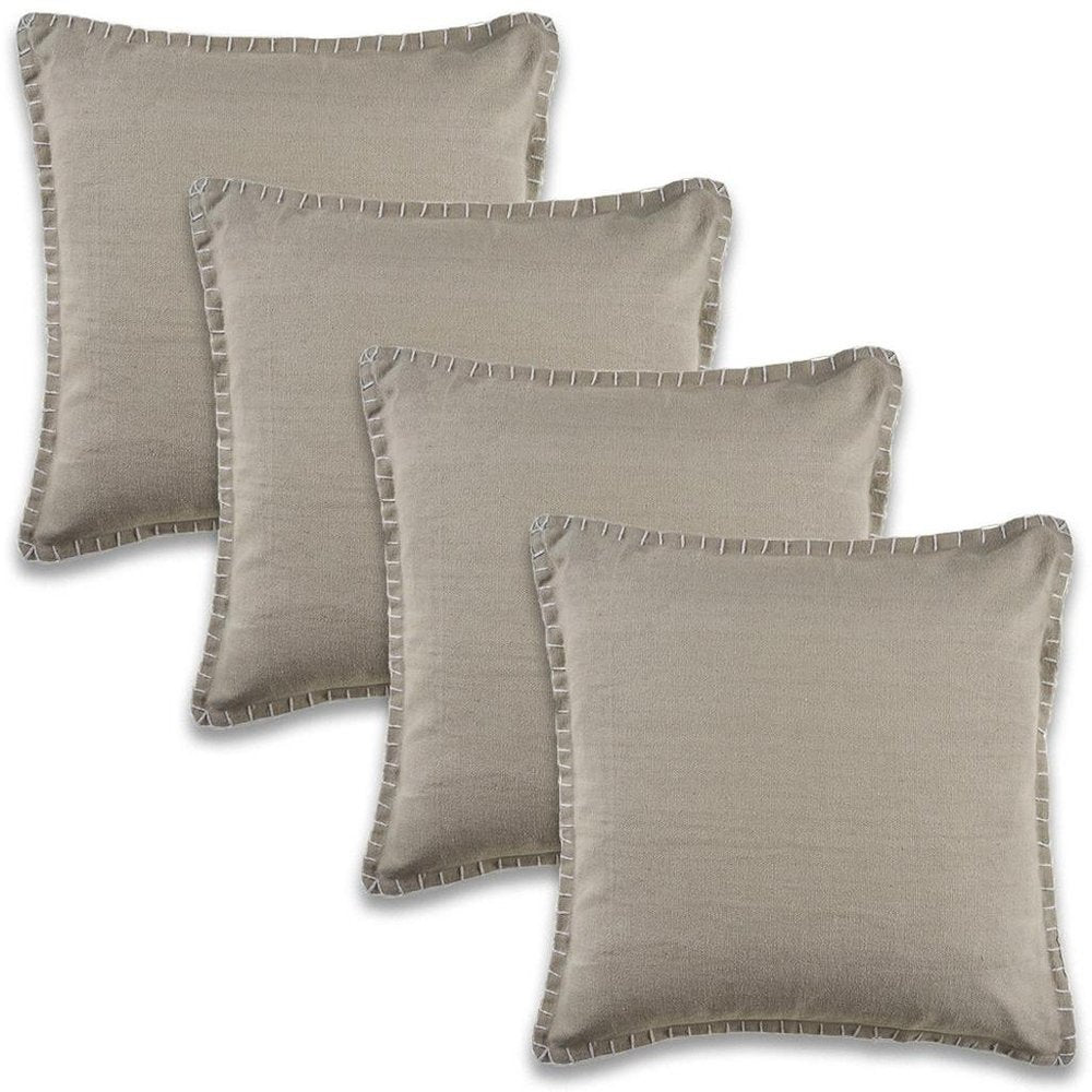 Set of Four 22" X 22" Gray Lumbar Cotton Throw Pillow Covers — view 6