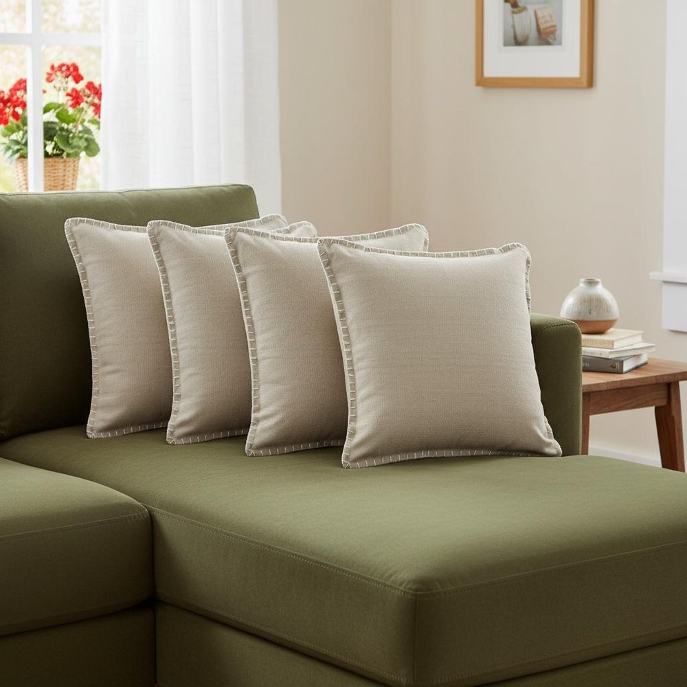 Set of Four 22" X 22" Gray Lumbar Cotton Throw Pillow Covers — view 8