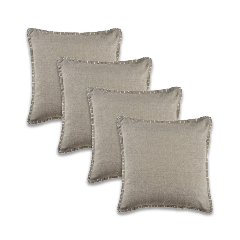 Set of Four 22" X 22" Gray Lumbar Cotton Throw Pillow Covers — view 1