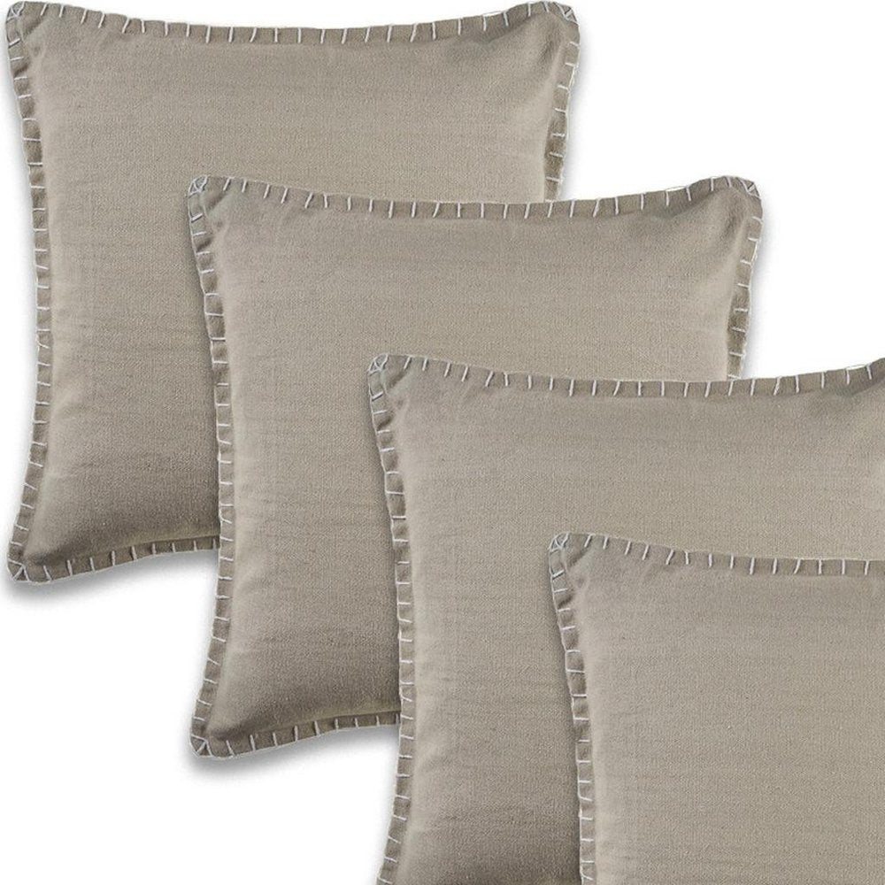 Set of Four 22" X 22" Gray Lumbar Cotton Throw Pillow Covers — view 5