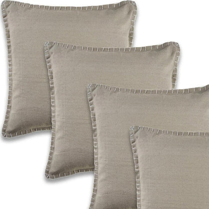 Set of Four 22" X 22" Gray Lumbar Cotton Throw Pillow Covers