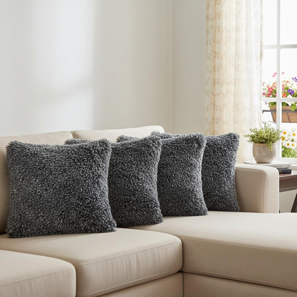Set of Four 18" X 18" Blue Lumbar Polyester Blend Throw Pillow Covers — view 4
