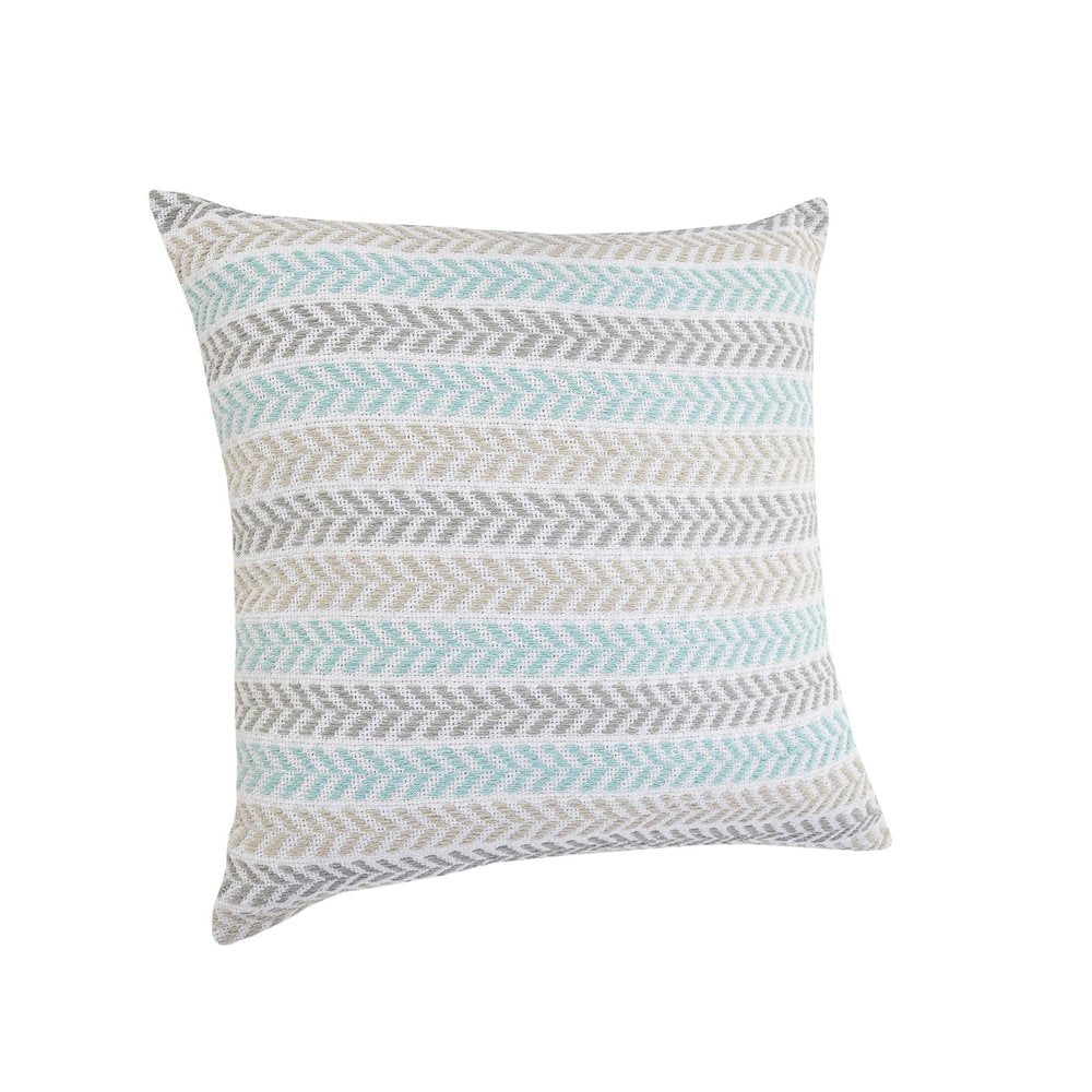 Set of Four 18" X 18" Gray And Blue Lumbar Beach Chevron Cotton Throw Pillow Covers — view 2