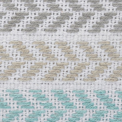 Set of Four 18" X 18" Gray And Blue Lumbar Beach Chevron Cotton Throw Pillow Covers
