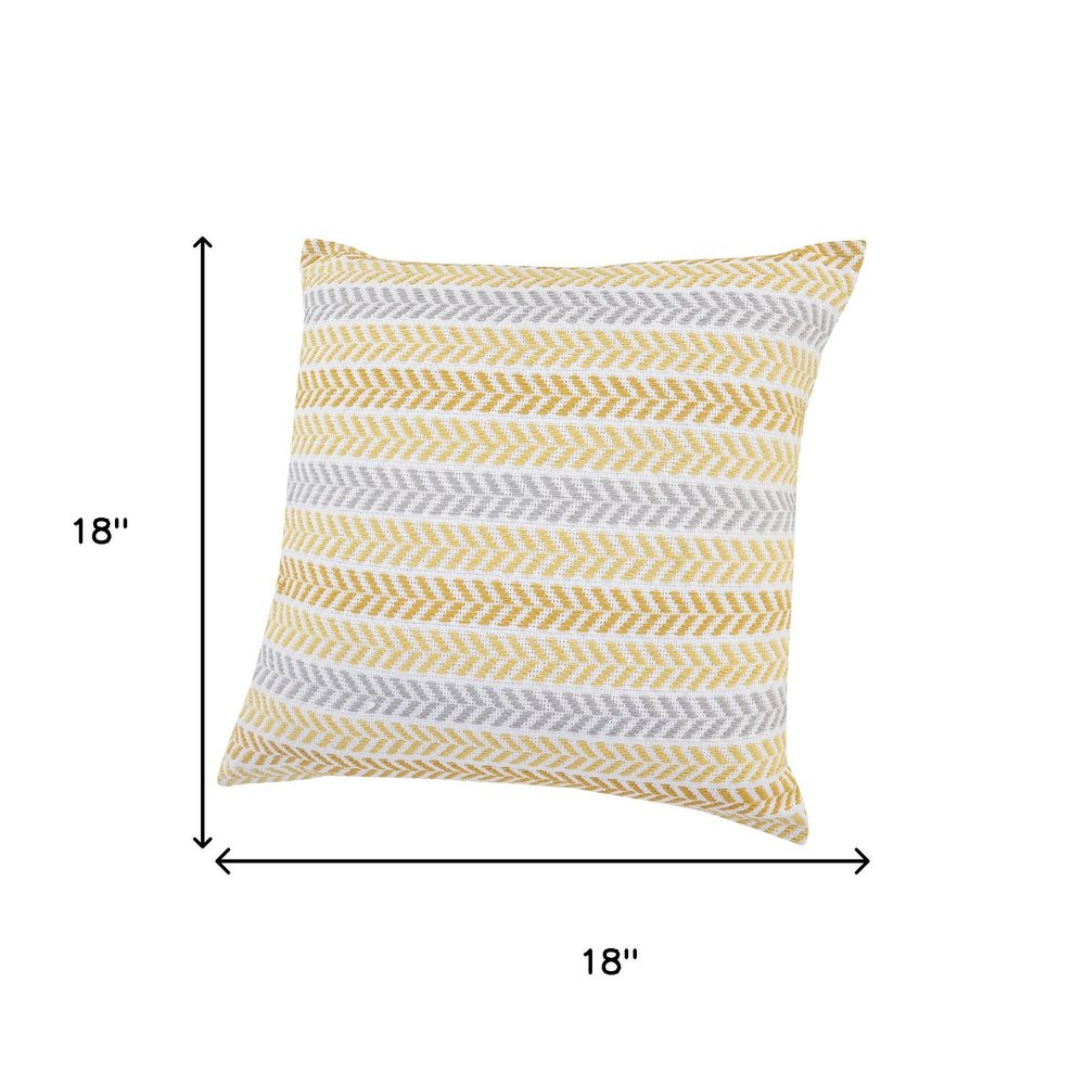 Set of Four 18" X 18" Yellow And Gray Lumbar Beach Chevron Cotton Throw Pillow Covers — view 8