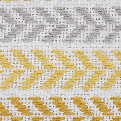 Set of Four 18" X 18" Yellow And Gray Lumbar Beach Chevron Cotton Throw Pillow Covers