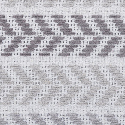 Set of Four 18" X 18" Gray And White Lumbar Beach Chevron Cotton Throw Pillow Covers