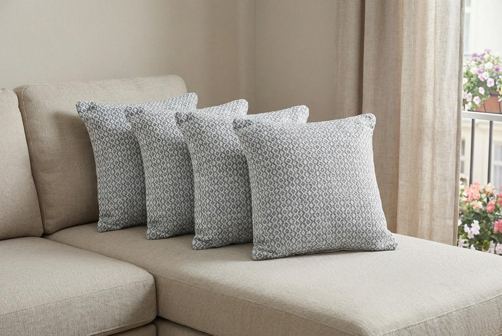 Set of Four 18" X 18" Gray And White Lumbar Geometric Cotton Throw Pillow Covers — view 9