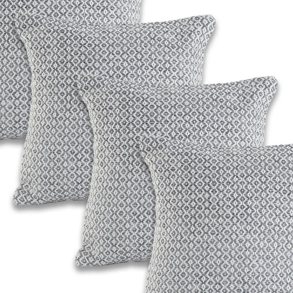 Set of Four 18" X 18" Gray And White Lumbar Geometric Cotton Throw Pillow Covers — view 7