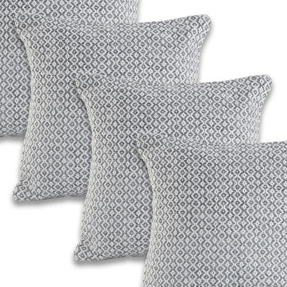 Set of Four 18" X 18" Gray And White Lumbar Geometric Cotton Throw Pillow Covers