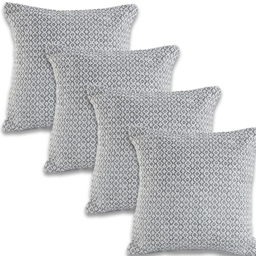 Set of Four 18" X 18" Gray And White Lumbar Geometric Cotton Throw Pillow Covers — view 8