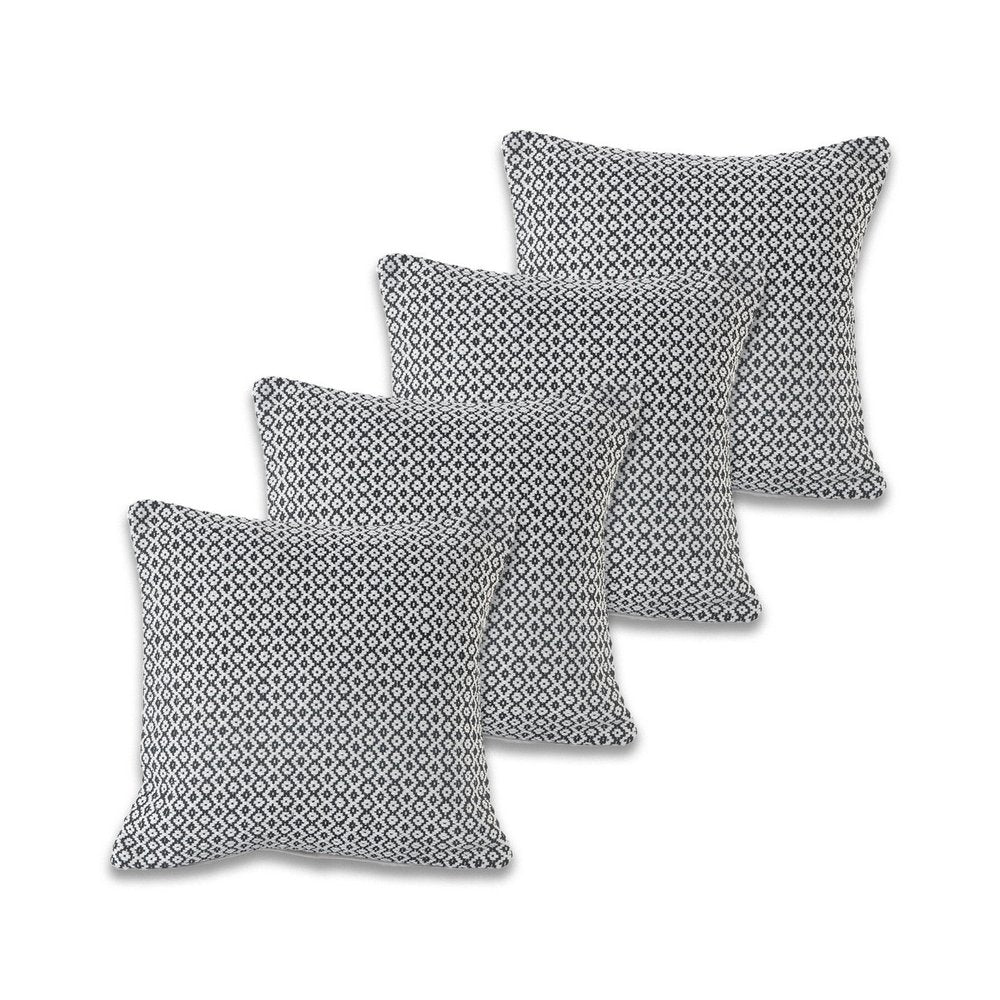 Set of Four 18" X 18" Black And White Lumbar Geometric Cotton Throw Pillow Covers — view 5
