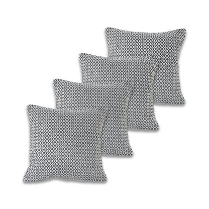 Set of Four 18" X 18" Black And White Lumbar Geometric Cotton Throw Pillow Covers